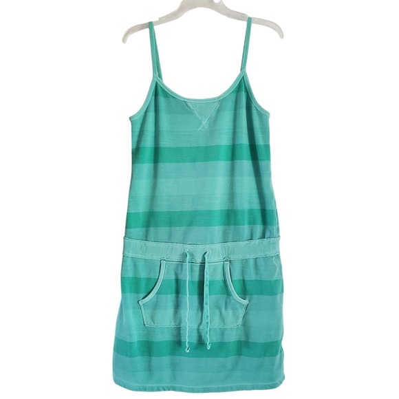 GAP Dresses & Skirts - Gap Dress Women M Aqua Green Tank Sundress Drawstring French Terry Beach Vintage